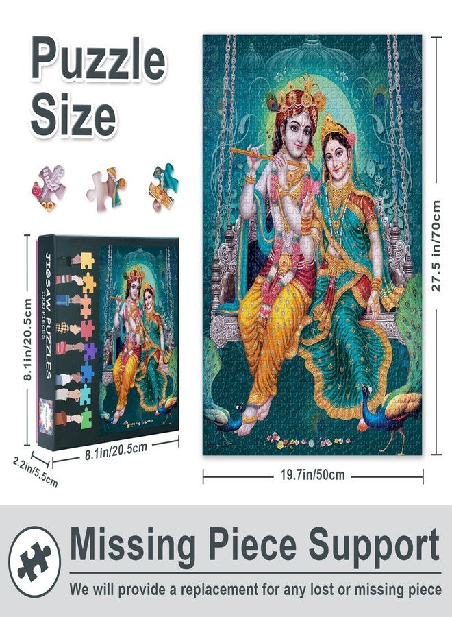 Rebotipy Lord Radha Krishna 1000-Piece Jigsaw Puzzle for Adults -Hindu God 20"x28" Collectible Mythical Art, Challenging Wall Decor for Home & Religious Culture Gifts - Image 3