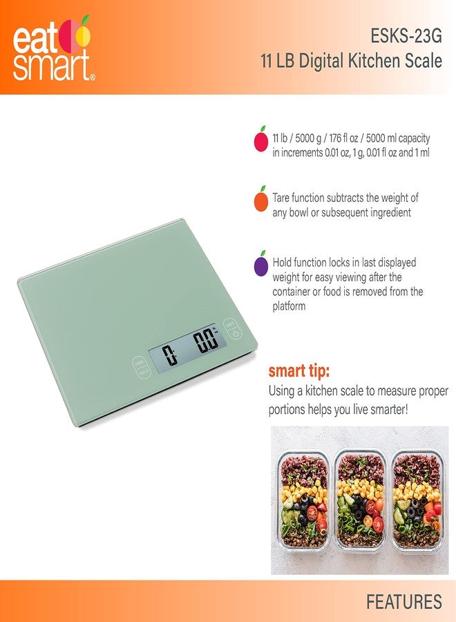 EatSmart Eat Smart Eat Smart 11lb Food Kitchen Glass Scale, Green - Image 3