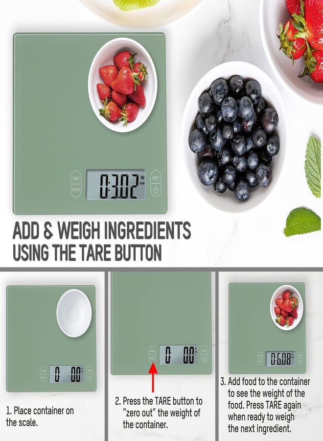 EatSmart Eat Smart Eat Smart 11lb Food Kitchen Glass Scale, Green - Image 5