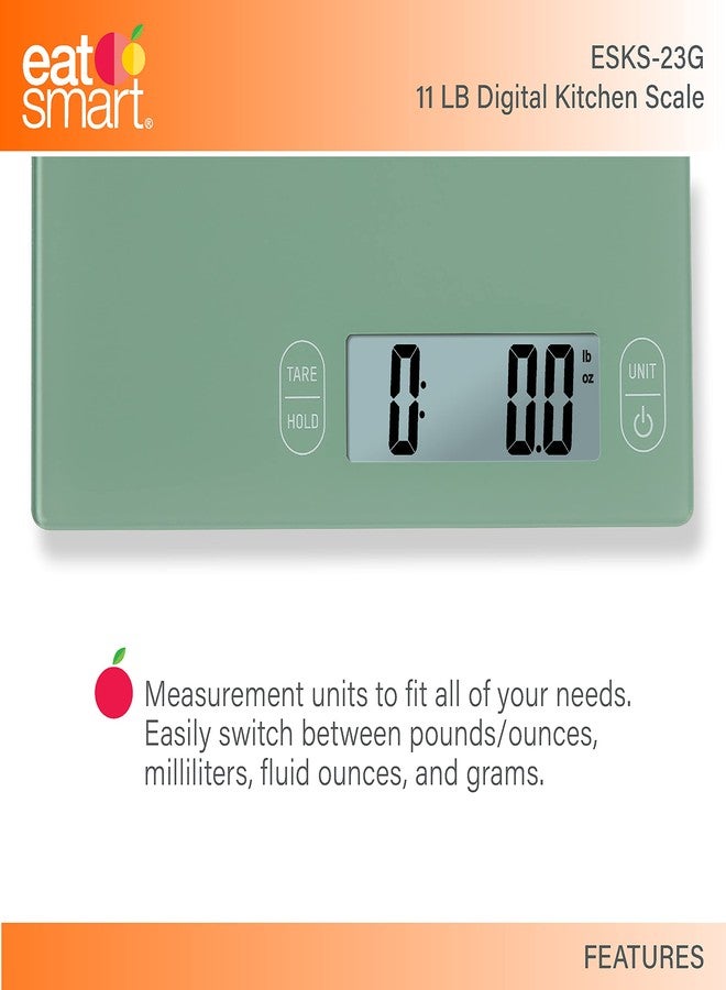 EatSmart Eat Smart Eat Smart 11lb Food Kitchen Glass Scale, Green - Image 2