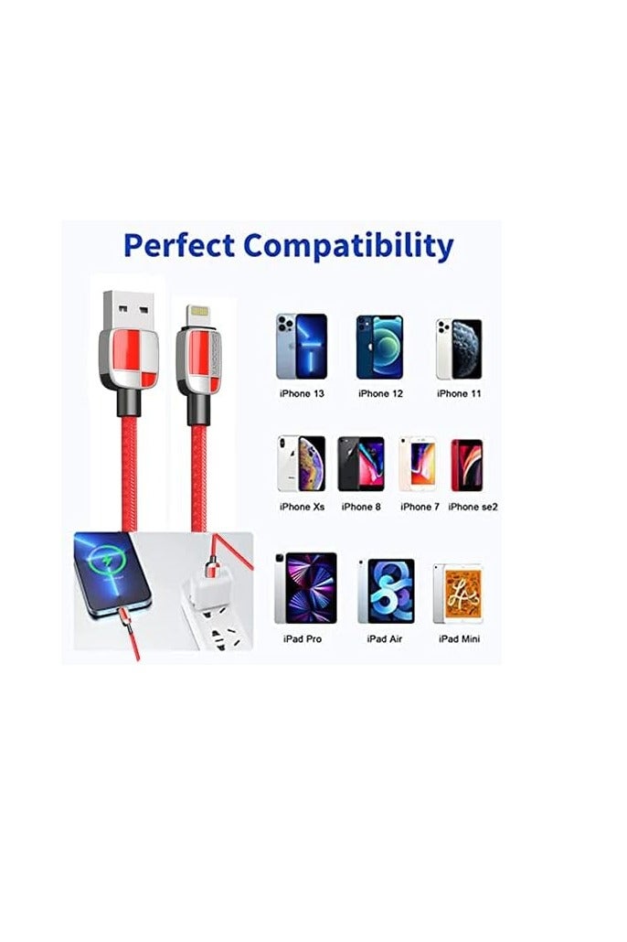 Broadonyx USB-A to Lightning Cable 1M - 20W PD Fast Charging Nylon Braided Data Cord for iPhone 14 13 12 11 Pro Max iPad - Red - Image 2