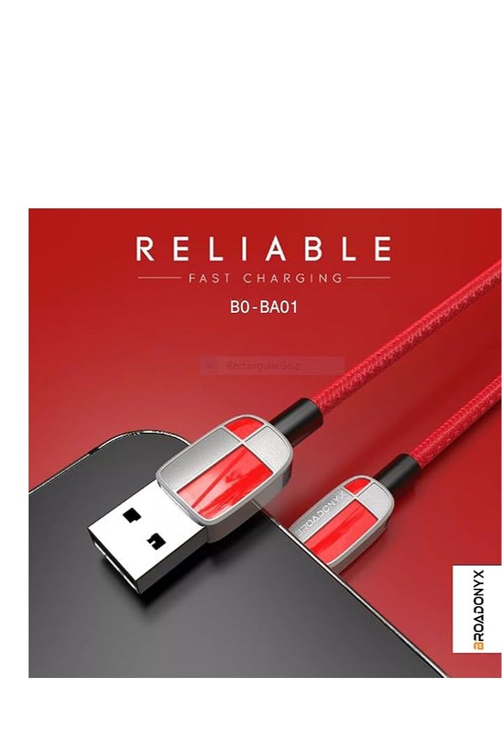 Broadonyx USB-A to Lightning Cable 1M - 20W PD Fast Charging Nylon Braided Data Cord for iPhone 14 13 12 11 Pro Max iPad - Red - Image 3