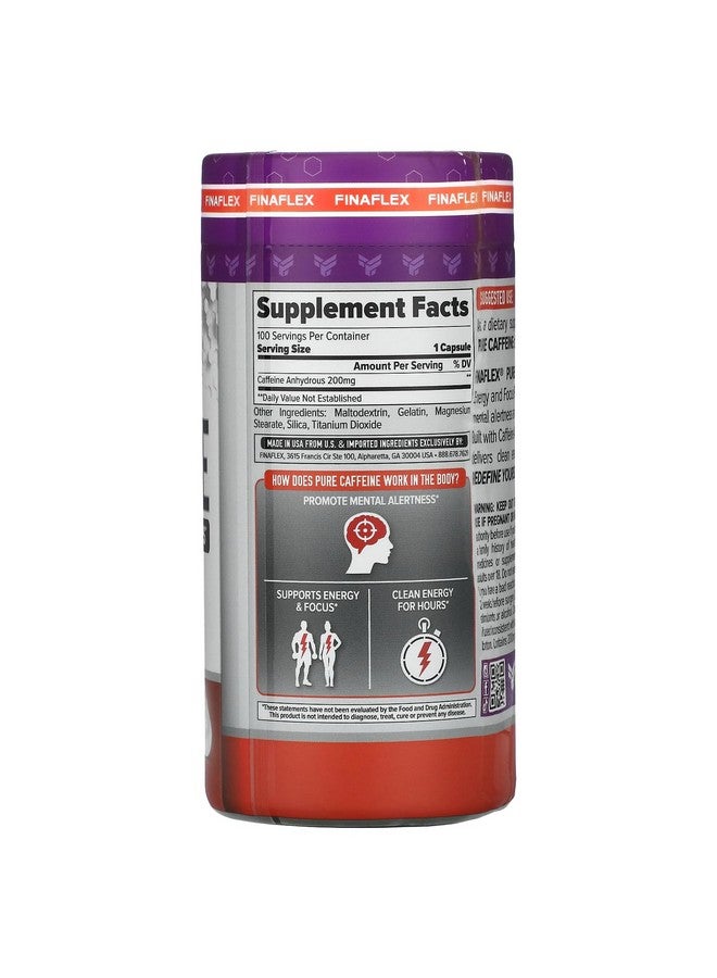 FINAFLEX Pure Caffeine - 100 Capsules - Promotes Mental Alertness, Energy & Focus for Men & Women - with Caffeine Anhydrous - 100 Servings - Image 2