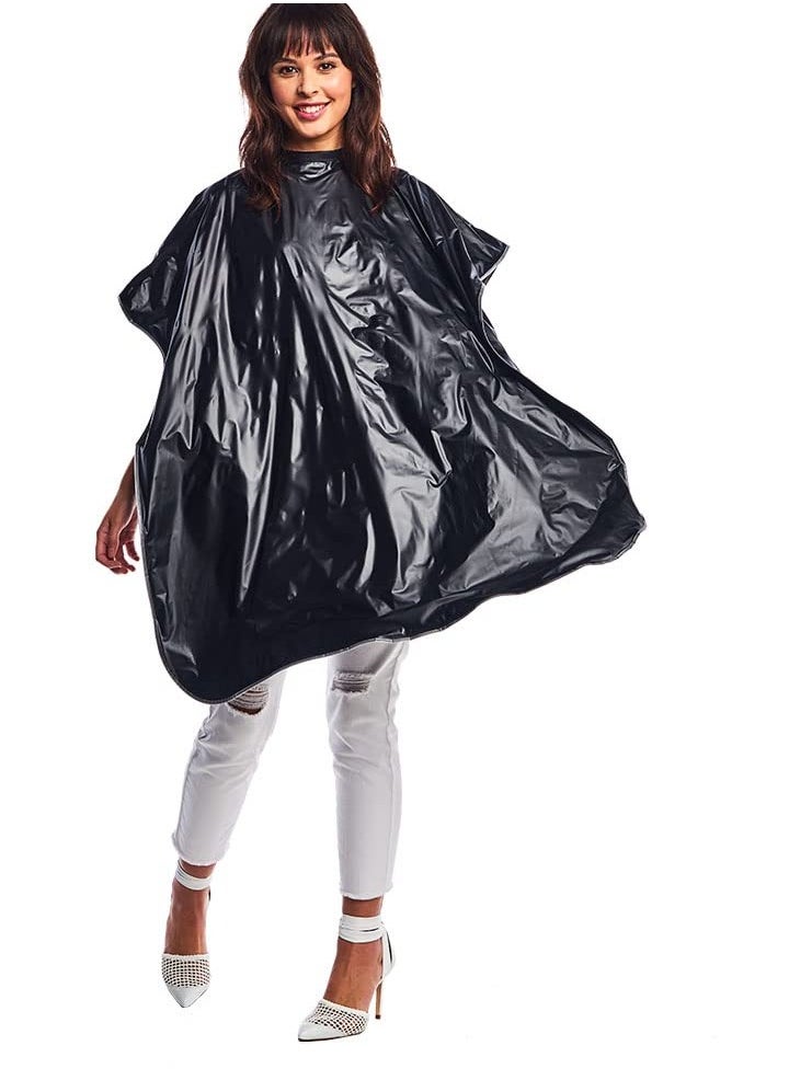 Betty Dain Betty Dain Lustre Shampoo Cape, Waterproof, Stain Resistant Vinyl, Touch-and-close Fastener, Soft Nylon Neckband, Safe For All Salon Processes, 36 inches wide x 54 inches long, Black  - Image 1