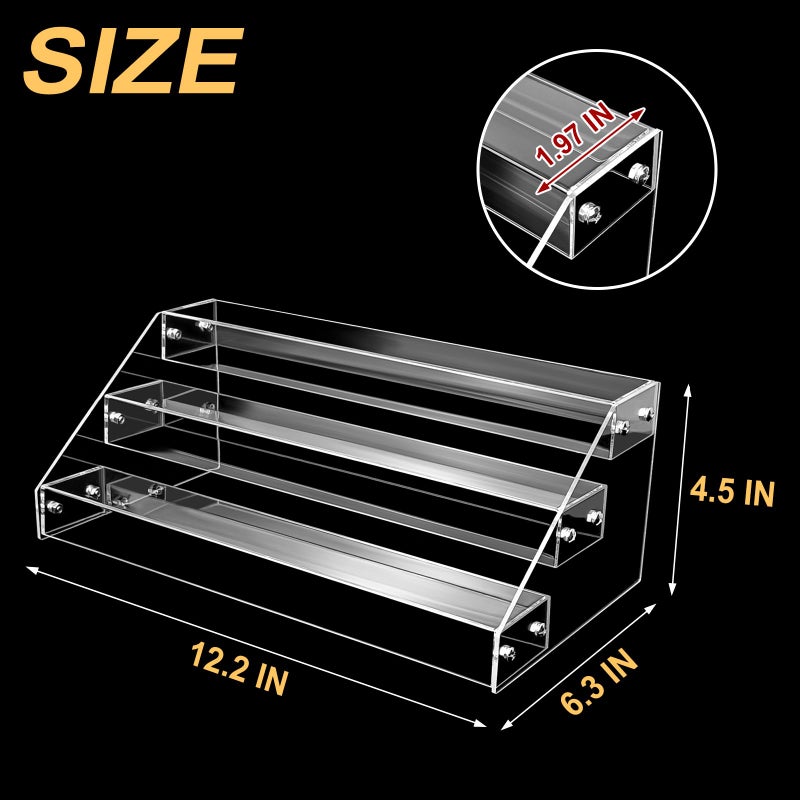 POUYRBA Acrylic Riser, 12 Inch 3 Tier Clear Perfume Organizer, Skincare Organizer, Cupcake Stand, Sturdy Shelves for Display Decoration and Organization - Image 2