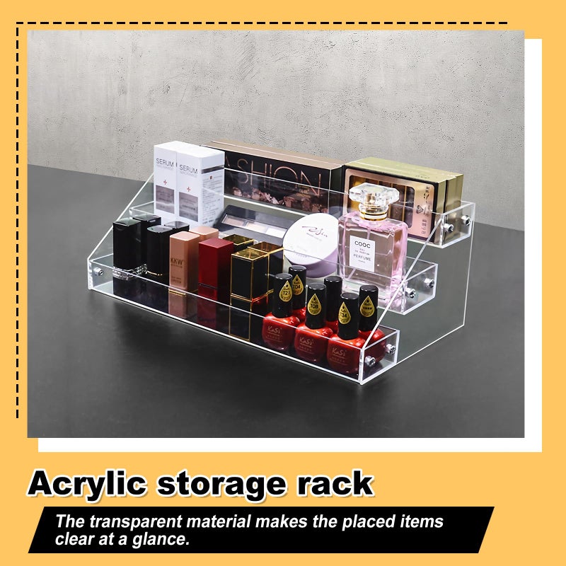 POUYRBA Acrylic Riser, 12 Inch 3 Tier Clear Perfume Organizer, Skincare Organizer, Cupcake Stand, Sturdy Shelves for Display Decoration and Organization - Image 5