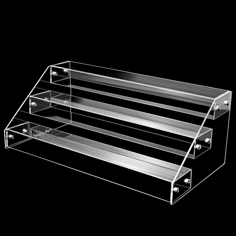 POUYRBA Acrylic Riser, 12 Inch 3 Tier Clear Perfume Organizer, Skincare Organizer, Cupcake Stand, Sturdy Shelves for Display Decoration and Organization - Image 1