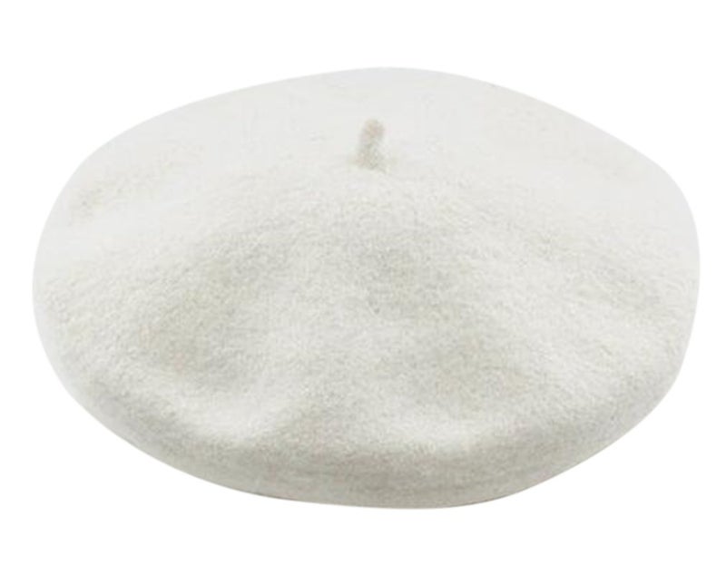 AIYUE Women Men Warm Beanie Hat Solid Color Wool French Beret Artist Painter Fancy Dress Costumes White, 10.6 in - Image 2