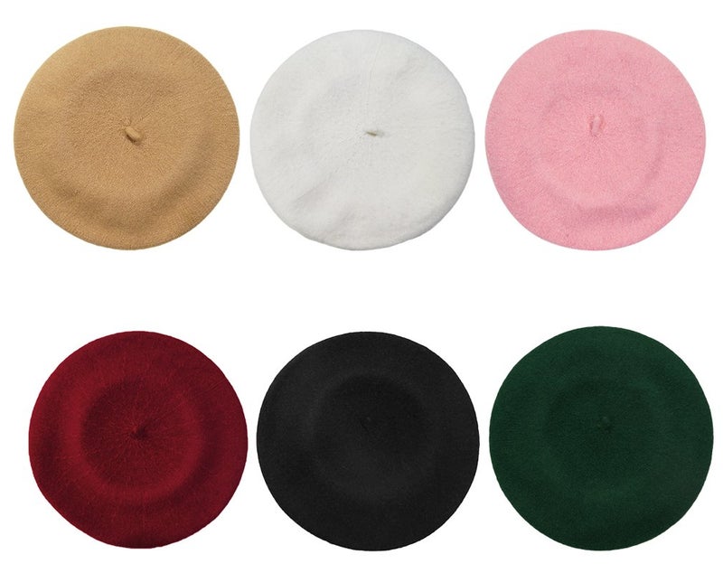 AIYUE Women Men Warm Beanie Hat Solid Color Wool French Beret Artist Painter Fancy Dress Costumes White, 10.6 in - Image 5