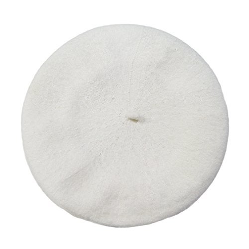 AIYUE Women Men Warm Beanie Hat Solid Color Wool French Beret Artist Painter Fancy Dress Costumes White, 10.6 in - Image 3