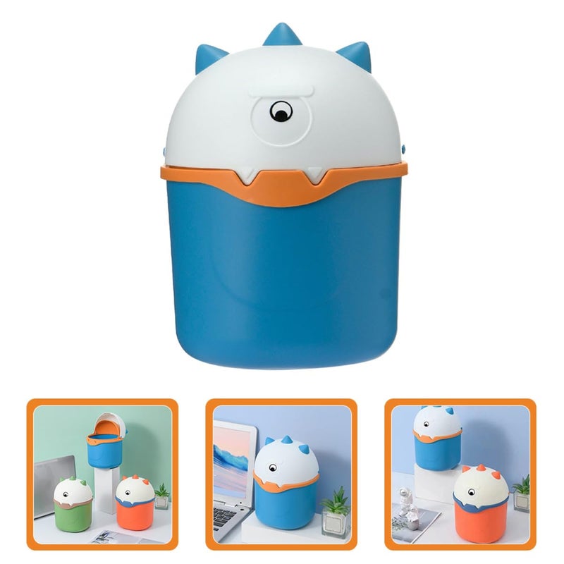 GANAZONO Mini Desktop Trash Bin with Lid, 14.5×22cm Blue Plastic Waste Container for Household and Office Use - Image 5