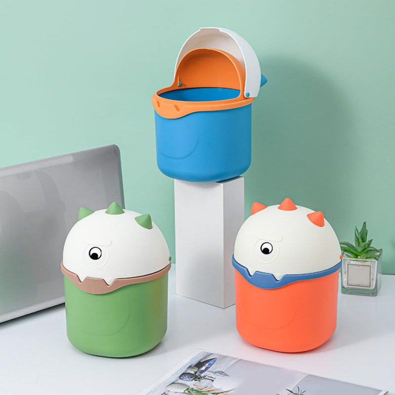 GANAZONO Mini Desktop Trash Bin with Lid, 14.5×22cm Blue Plastic Waste Container for Household and Office Use - Image 4