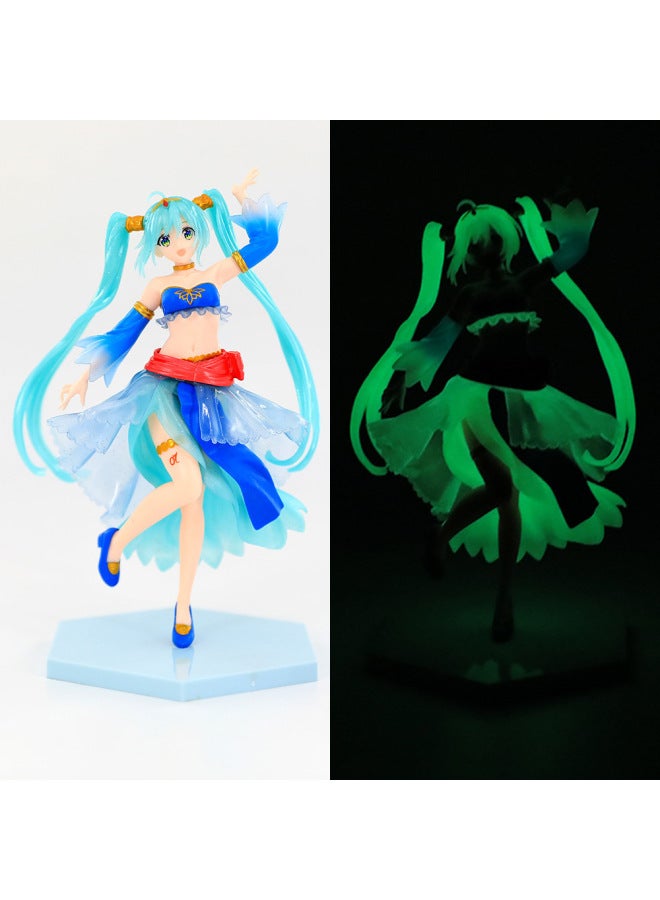 Anime Beautiful Girl Luminous Crystal Dress Remram Green Leaf Dancer Hatcho Doll Ornaments Small Hand-held Wholesale-Color:Pink Skirt Ram Boxed  - Image 5
