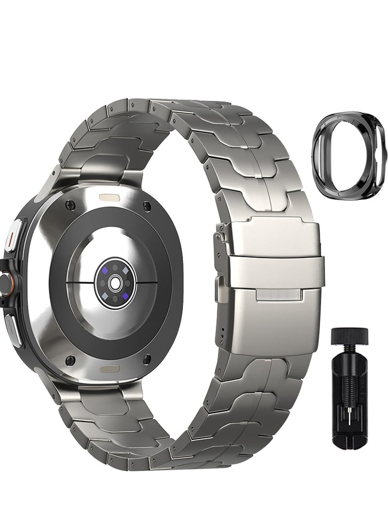 إس كولور لا توجد أحزمة فجوات لساعة سامسونج جالاكسي الترا حزام 47 ملم  2025 2024 سوار معدني بديل من الفولاذ المقاوم للصدأ لجهاز Galaxy Ultra 47 ملم متوافق مع Watch 7 Ultra للرجال والنساء - Image 1