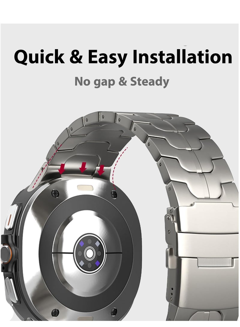 إس كولور لا توجد أحزمة فجوات لساعة سامسونج جالاكسي الترا حزام 47 ملم  2025 2024 سوار معدني بديل من الفولاذ المقاوم للصدأ لجهاز Galaxy Ultra 47 ملم متوافق مع Watch 7 Ultra للرجال والنساء - Image 3