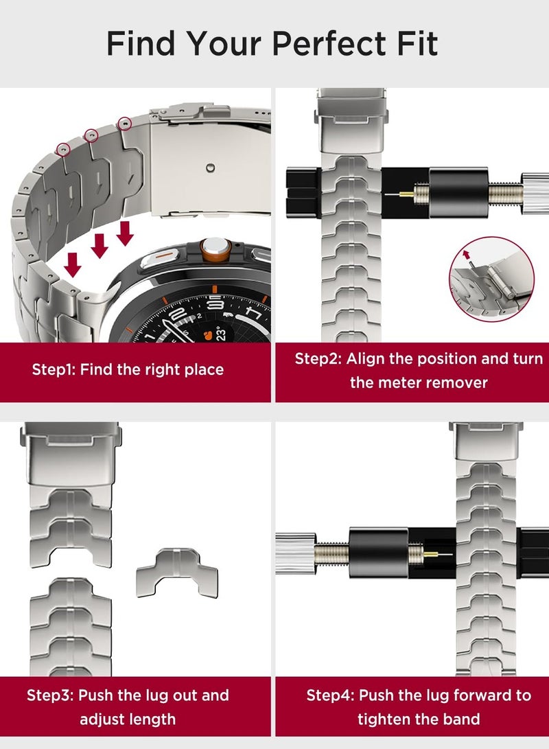 إس كولور لا توجد أحزمة فجوات لساعة سامسونج جالاكسي الترا حزام 47 ملم  2025 2024 سوار معدني بديل من الفولاذ المقاوم للصدأ لجهاز Galaxy Ultra 47 ملم متوافق مع Watch 7 Ultra للرجال والنساء - Image 5