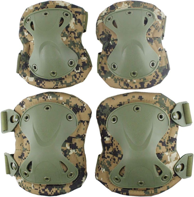 Aoutacc Tactical Combat Knee & Elbow Protective Pads Set for Outdoor CS Paintball Game Cycling Safety Skateboarding Gear Skates Knee Protection Guard Pads - Image 1