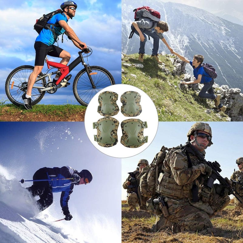 Aoutacc Tactical Combat Knee & Elbow Protective Pads Set for Outdoor CS Paintball Game Cycling Safety Skateboarding Gear Skates Knee Protection Guard Pads - Image 3