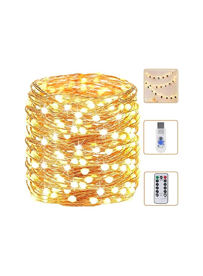 The Bros 33FT 100 LED Fairy String Lights Outdoor/Indoor, Super Bright Fairy Lights with Remote, Waterproof Copper Wire 8 Modes Christmas Lights for Bedroom Party Wedding Garden (Warm White)  - Image 2