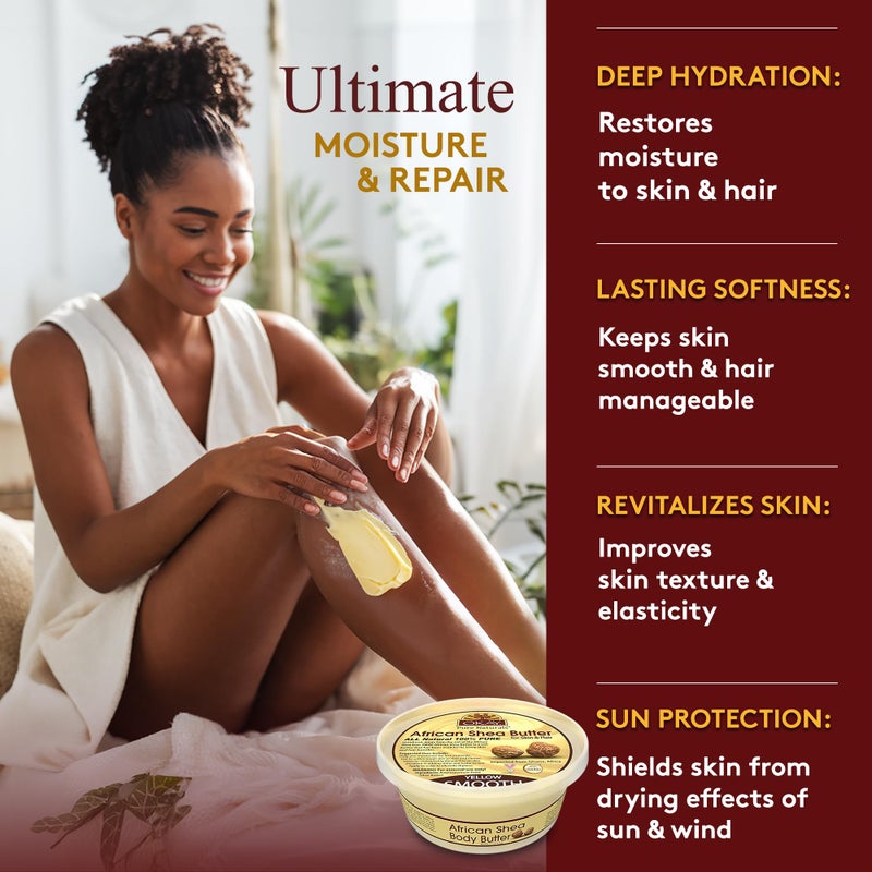 Okay Pure Naturals Yellow Shea Butter for Hair and Skin - Raw African Shea Butter for Women and Men, Daily Moisturizer for Face and Body, Helps with Stretch Marks, Soothes Dry Skin - 7.5 Oz Jar - Image 2