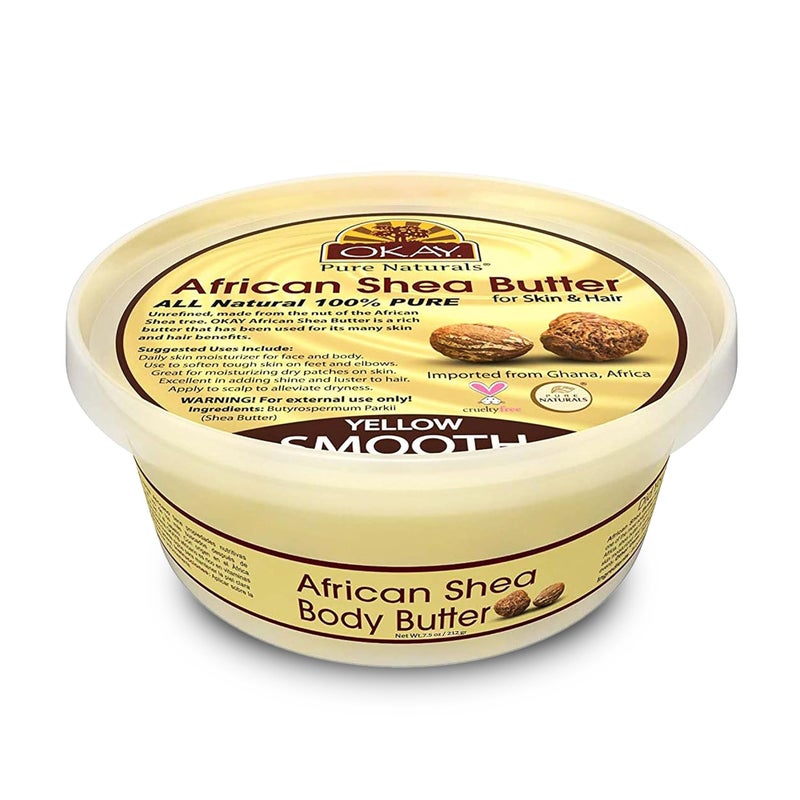 Okay Pure Naturals Yellow Shea Butter for Hair and Skin - Raw African Shea Butter for Women and Men, Daily Moisturizer for Face and Body, Helps with Stretch Marks, Soothes Dry Skin - 7.5 Oz Jar - Image 1