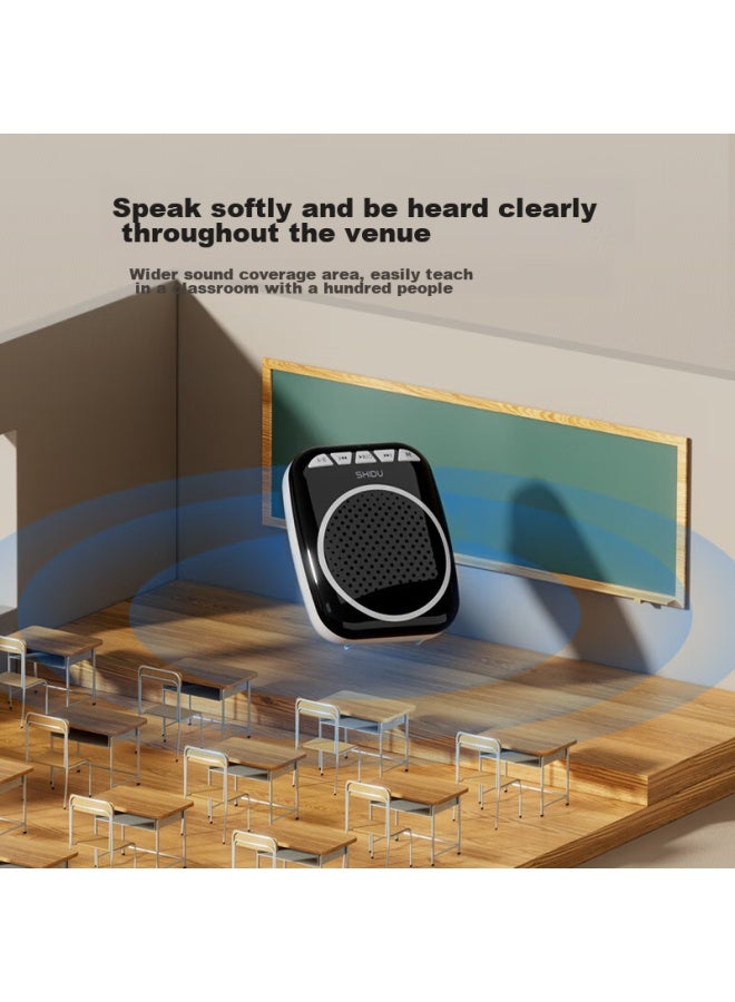 SHIDU S308 Small Bee Amplifier, Teacher-specific Classroom Amplifier, High-volume Outdoor Loudspeaker, Tour Guide Long-lasting Anti-howling Megaphone, Wired Microphone, Black - Image 5