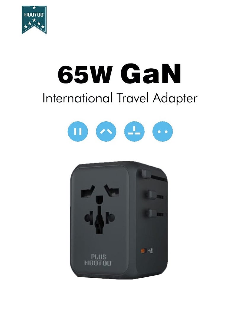 هوتو فيش سفر متعدد المنافذ. فيش جداري بمنفذين يو اس بي وثلاثه منافذ PD. شاحن جداري من هوتو بطراز PLUS-MAC03 - Image 1