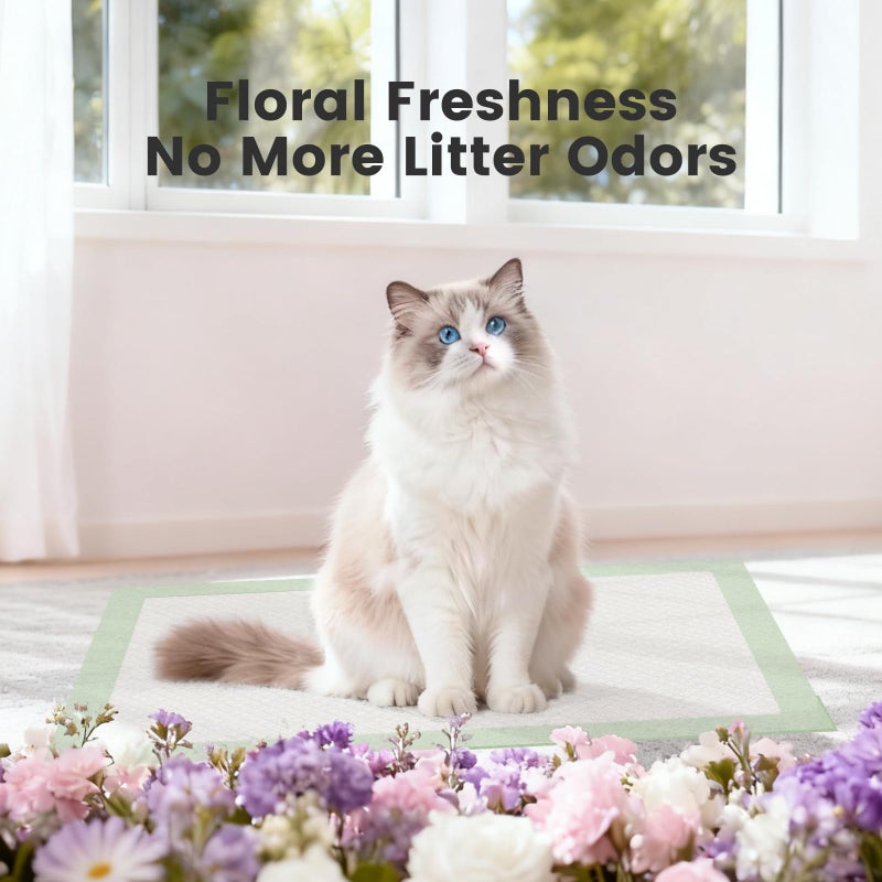 Gardner Pet Cat Pads Refill 30Counts, Extra Strength Odor Control Cat Pee Pads with Floral Fragrance for Breeze Litter System, 16.9"x11.4" Heavy-Duty Absorption for Multi-Cats - Image 5