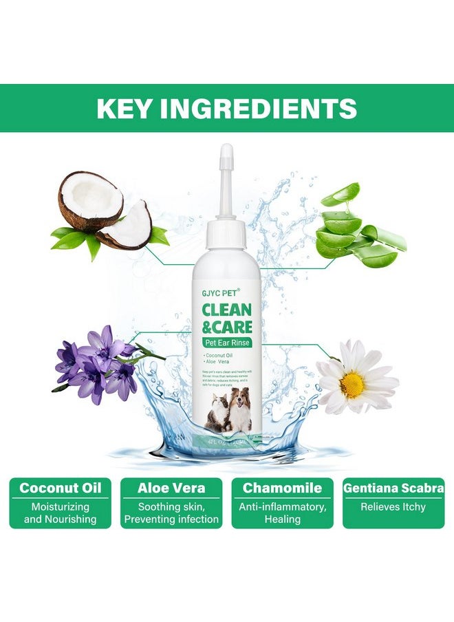 GJYC PET Ear Cleaner for Dogs and Cats,Dog Ear Infection Treatment for Itch Relief, Cleans The Ear Canal from Debris and Buildup Removes Wax, Odor with Aloe 4 Fl oz