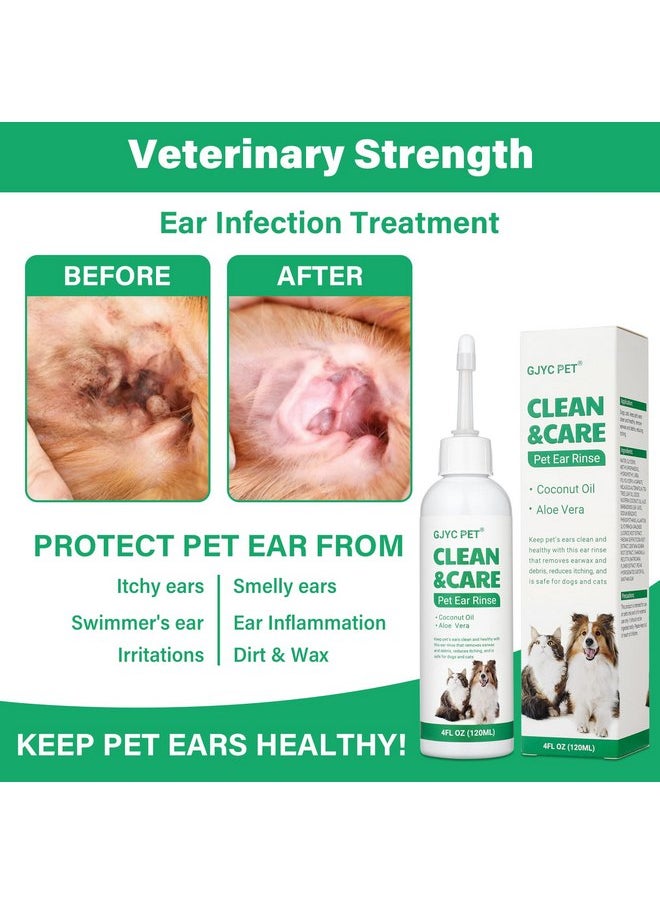 GJYC PET Ear Cleaner for Dogs and Cats,Dog Ear Infection Treatment for Itch Relief, Cleans The Ear Canal from Debris and Buildup Removes Wax, Odor with Aloe 4 Fl oz