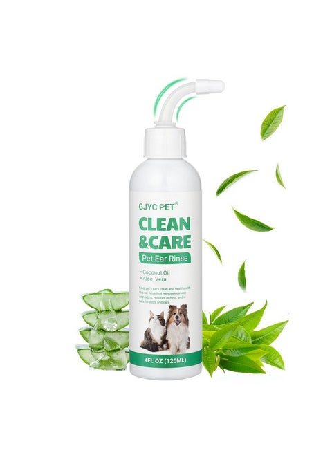 GJYC PET Ear Cleaner for Dogs and Cats,Dog Ear Infection Treatment for Itch Relief, Cleans The Ear Canal from Debris and Buildup Removes Wax, Odor with Aloe 4 Fl oz