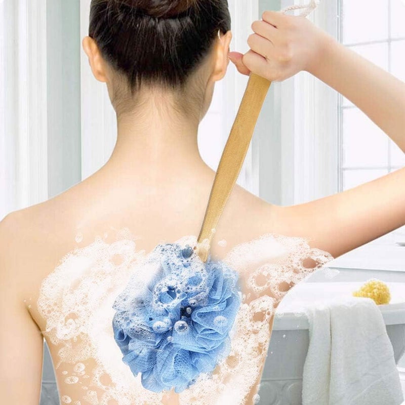 RASDDER Back Scrubber for Shower & Body, Long Handle Bath Brush with Loofah Sponge, Exfoliating Shower Brush for Men and Women - Image 2