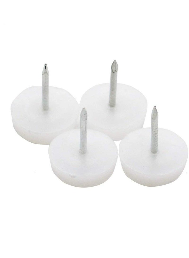 sokany 30 Pieces Furniture Feet Nail, Nylon Chair Glides Sliders Round Head, 18 X 5 Mm Chair Table Legs Feet Protectors Nail Pad for Home Sofa Skid Tile, Decoration Nail on Sliding Disc (White) - Image 2