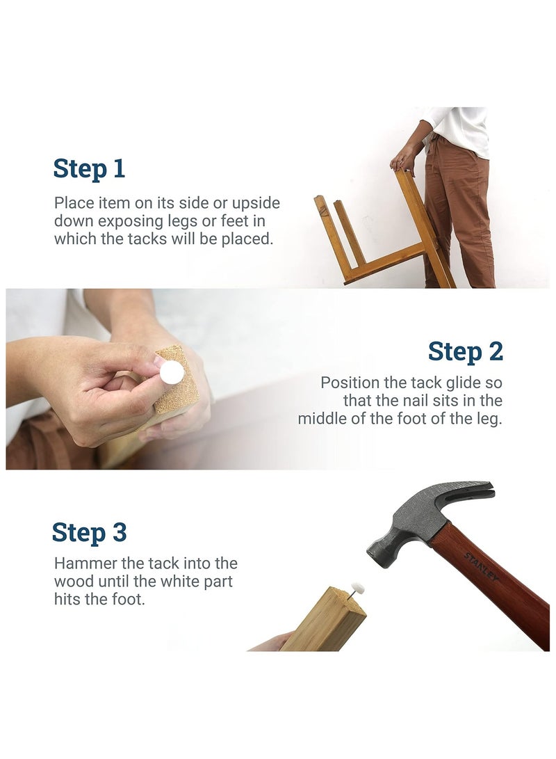 sokany 30 Pieces Furniture Feet Nail, Nylon Chair Glides Sliders Round Head, 18 X 5 Mm Chair Table Legs Feet Protectors Nail Pad for Home Sofa Skid Tile, Decoration Nail on Sliding Disc (White) - Image 4