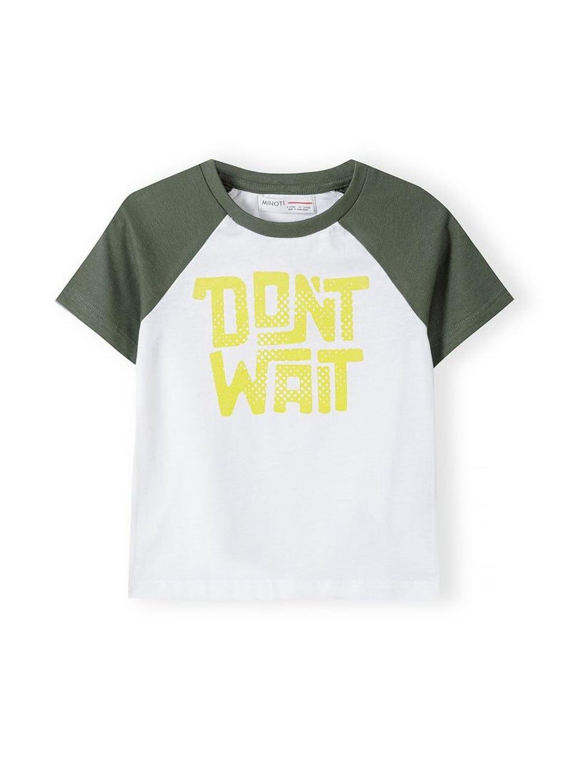 MINOTI Boys Printed T-Shirt with Contrast Raglan Sleeves - Image 1