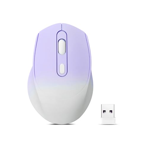 Guiheng Wireless Gradient Color Bluetooth Mouse,Dual Mode Rechargeable Silent Slim Laptop Mouse,Portable(BT5.2+USB Receiver) Computer Mice,for Laptop,Desktop Computer,ipad Tablet,Phone,Mac (Gradient Purple) - Image 1