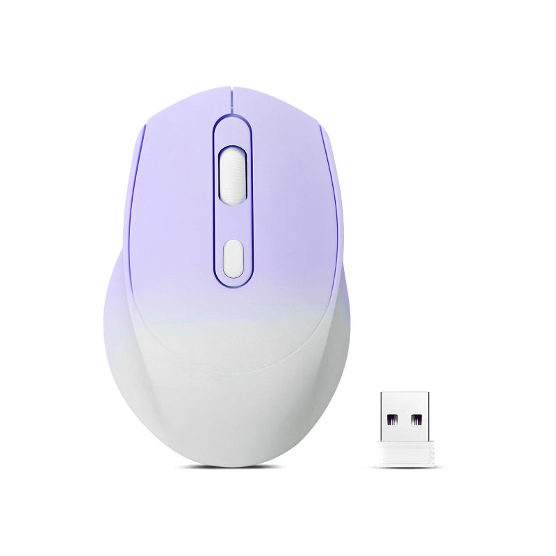 Guiheng Wireless Gradient Color Bluetooth Mouse,Dual Mode Rechargeable Silent Slim Laptop Mouse,Portable(BT5.2+USB Receiver) Computer Mice,for Laptop,Desktop Computer,ipad Tablet,Phone,Mac (Gradient Purple) - Image 4