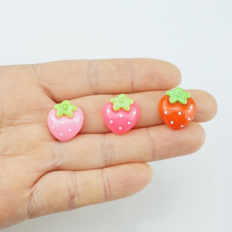 SaktopDeco 90 PCS Resin Strawberry with No Holes Flat Back Strawberry Resin Charms Bulk Embellishments for Crafts Accessories - Image 5