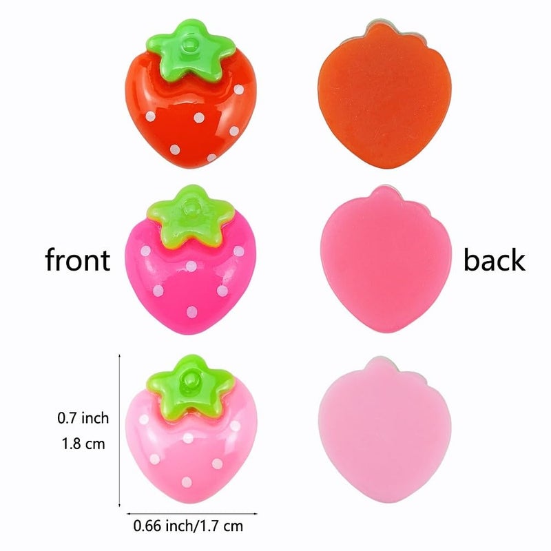 SaktopDeco 90 PCS Resin Strawberry with No Holes Flat Back Strawberry Resin Charms Bulk Embellishments for Crafts Accessories - Image 2