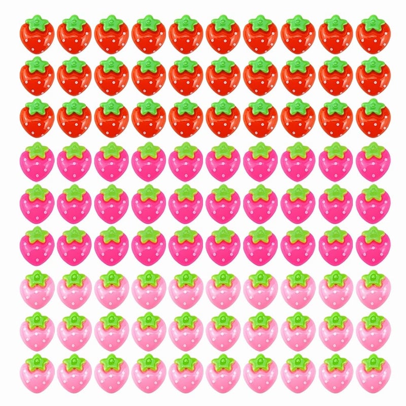 SaktopDeco 90 PCS Resin Strawberry with No Holes Flat Back Strawberry Resin Charms Bulk Embellishments for Crafts Accessories - Image 4