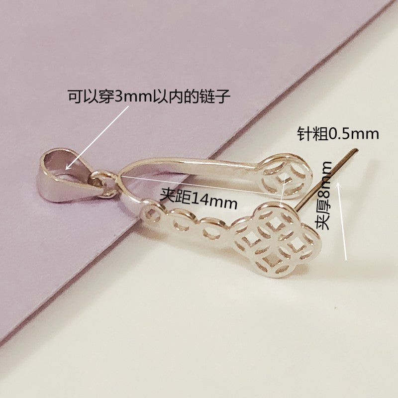 S925 Silver Ping An Buckle Pendant Buckle Head Sterling Silver Clip Buckle Jade Emerald Beeswax Pendant Clip Buckle - Image 1