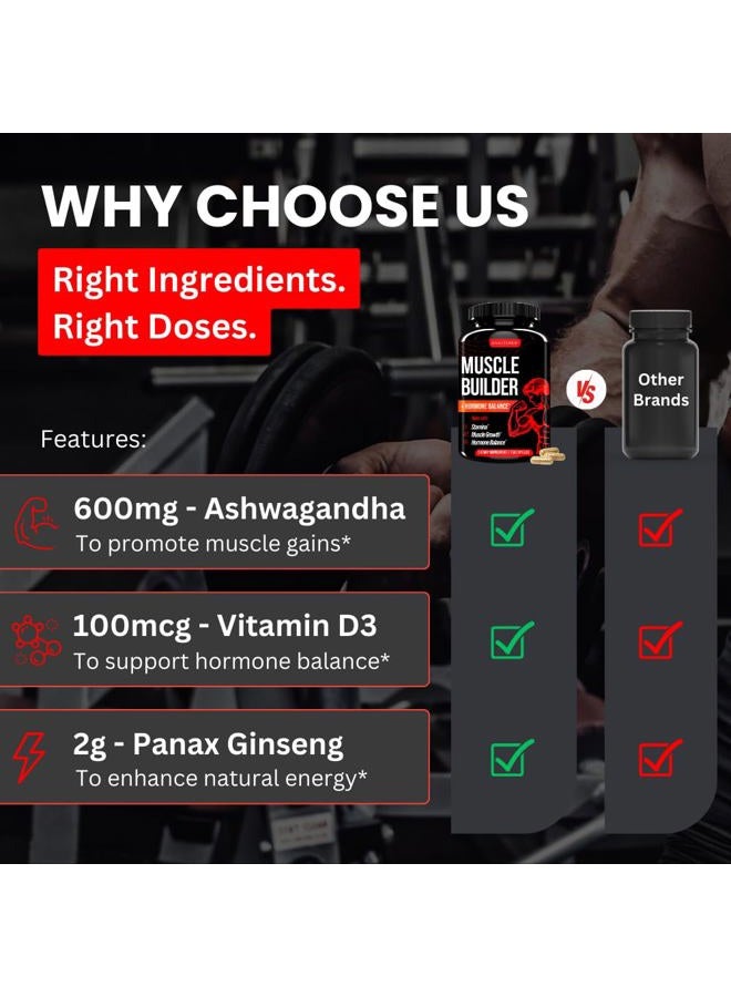 UNALTERED 6 في 1 تريبولوس تيريستريس للرجال - منشط طبيعي لبناء العضلات ومعزز لأكسيد النيتريك - 150 قرصًا - Image 3