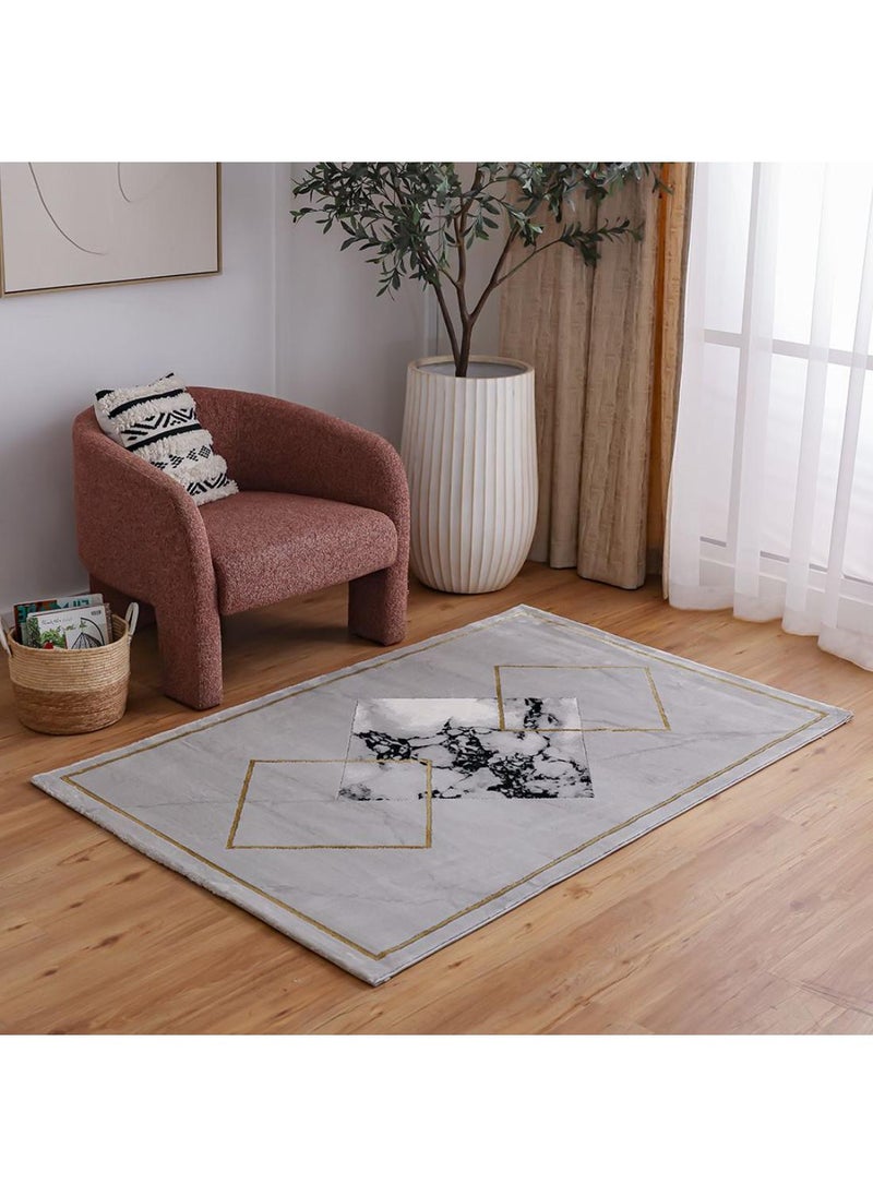 DANUBE HOME Venice Modern Transitional Rug  Polyester Area Rug Floor Covering L180xW120cm-Black & White  - Image 4