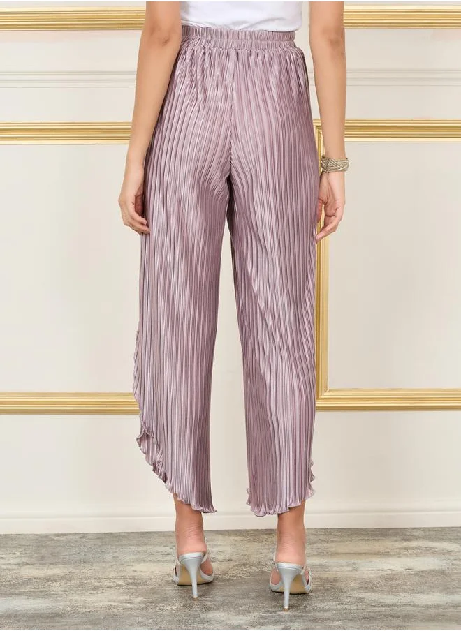 ستايلي Plisse Asymmetric Hem Relaxed Pants
