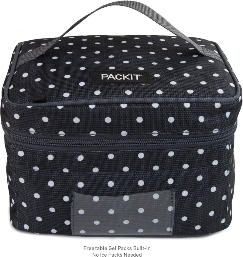 PACKIT حافظة زجاجات PackIt القابلة للتجميد لحليب الثدي والحليب الصناعي بنقوش بولكا دوت مزودة بتقنية EcoFreeze قابلة للطي قابلة لإعادة الاستخدام بسحاب ومقبض علوي تتسع لما يصل إلى أربعة زجاجات سعة 5 أونصات - Image 3