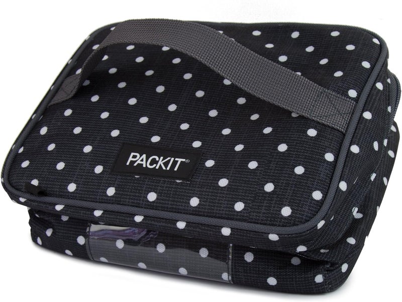 PACKIT حافظة زجاجات PackIt القابلة للتجميد لحليب الثدي والحليب الصناعي بنقوش بولكا دوت مزودة بتقنية EcoFreeze قابلة للطي قابلة لإعادة الاستخدام بسحاب ومقبض علوي تتسع لما يصل إلى أربعة زجاجات سعة 5 أونصات - Image 4