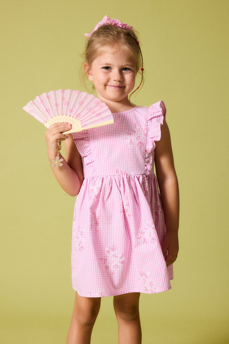 DeFacto Pink BabyGirl Baby Girl Sleeveless Poplin Pink Dress Casual - Image 3
