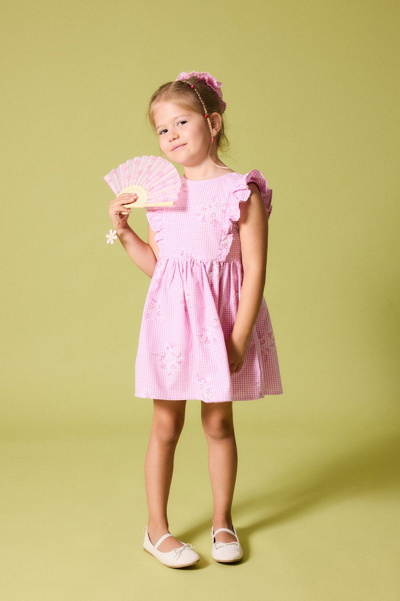 DeFacto Pink BabyGirl Baby Girl Sleeveless Poplin Pink Dress Casual - Image 1