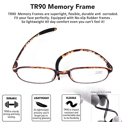AQWANO 4 Pack Computer Reading Glasses Blue Light Blocking Lightweight TR90 Flexible Frame UV400 Protection Readers for Women Men +2.75 - Image 3