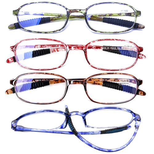 AQWANO 4 Pack Computer Reading Glasses Blue Light Blocking Lightweight TR90 Flexible Frame UV400 Protection Readers for Women Men +2.75 - Image 1